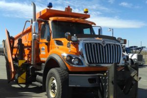 Snow plow dump truck Patrick's Mobile orange