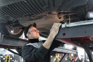 Technician working on truck